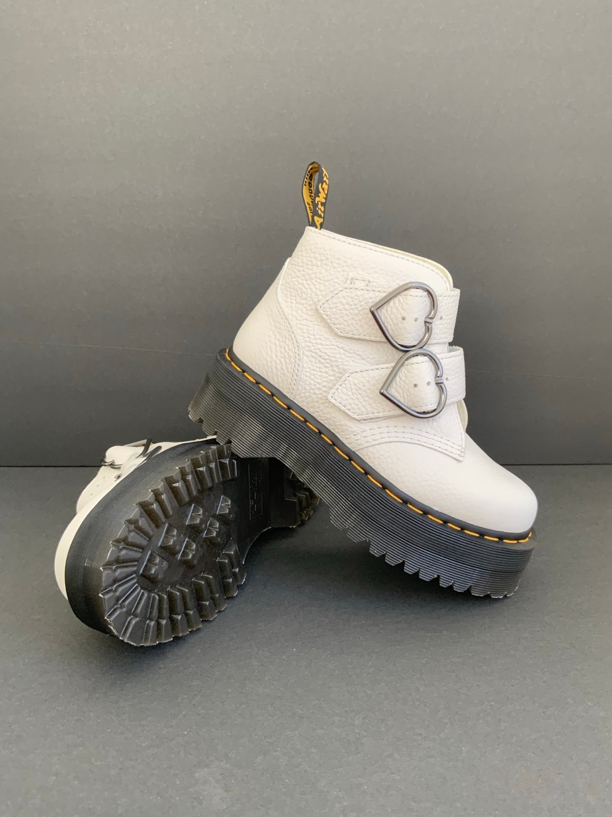 Dr. Devon Heart Leather Platform Ankle Boots