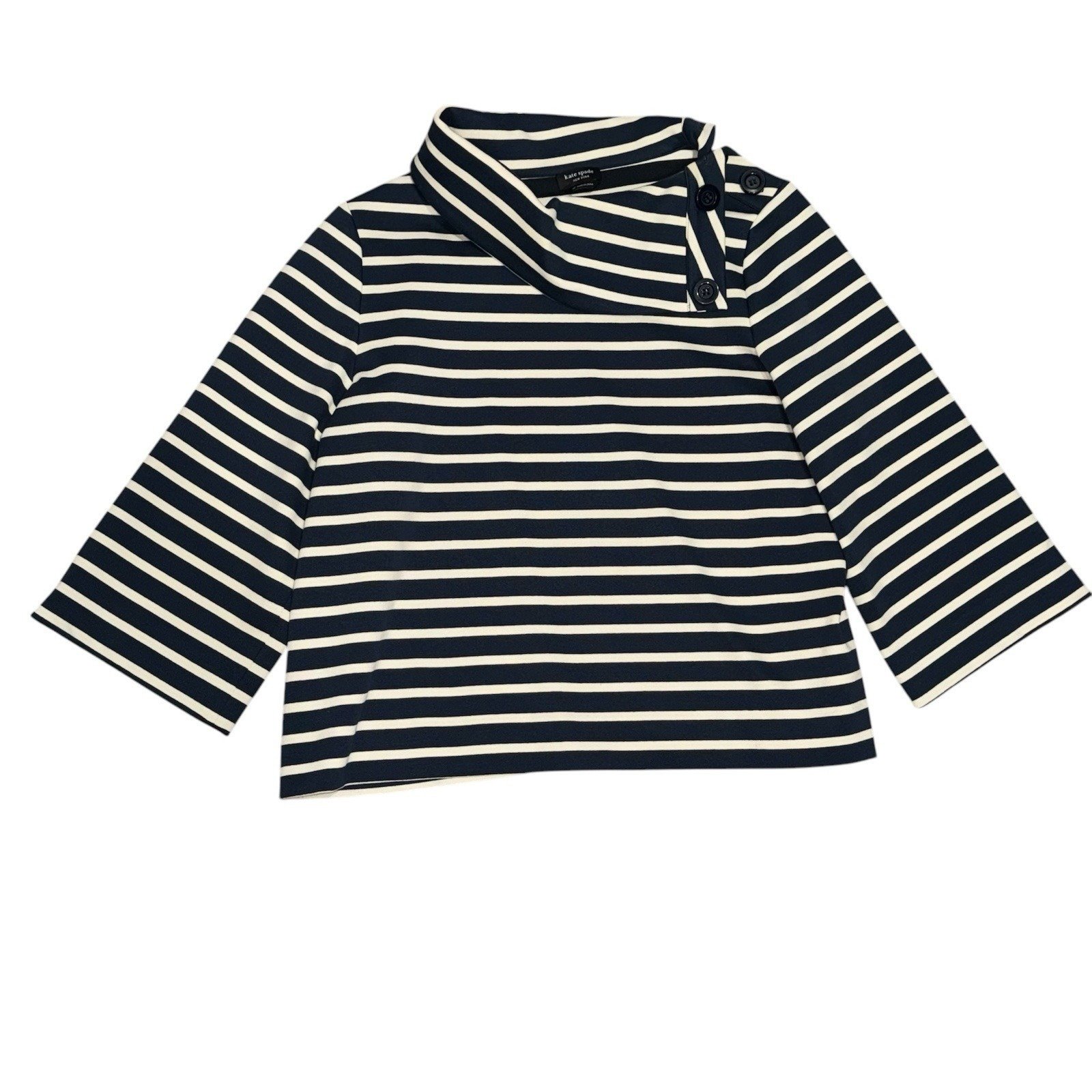 Kate Spade Pointe Striped Top Sz XL Nautical 3/4 Sleeve Designer 198