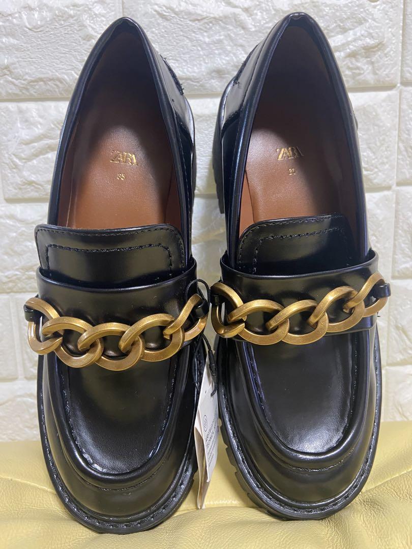 ZARA ザラ コインローファー フリンジ 38 約24.5cm 黒 ブラック