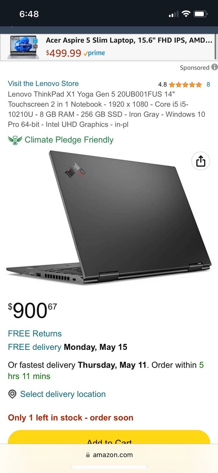 Lenovo ThinkPad X1 Yoga 2-in-1 QHD Touch-Screen Laptop