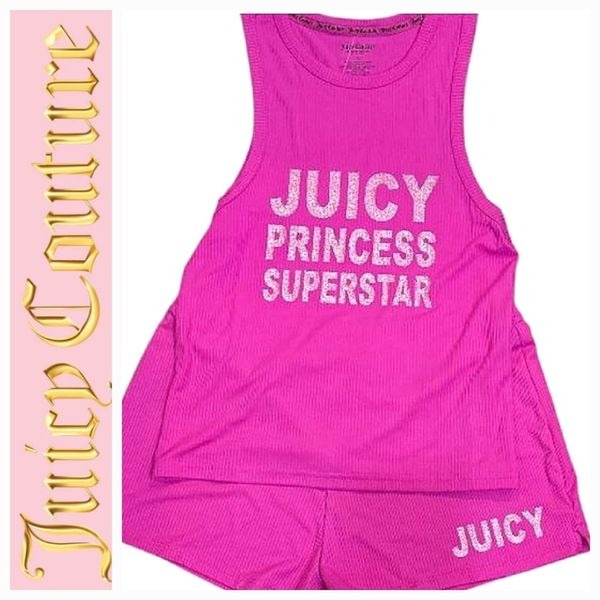 Juicy Couture Juicy Princess Superstar Shimmer Logo 2-PC Tank & Shirt PJ Set