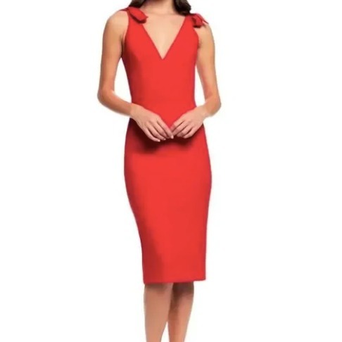 Dress the Population Lita Tie Cocktail Dress in Red