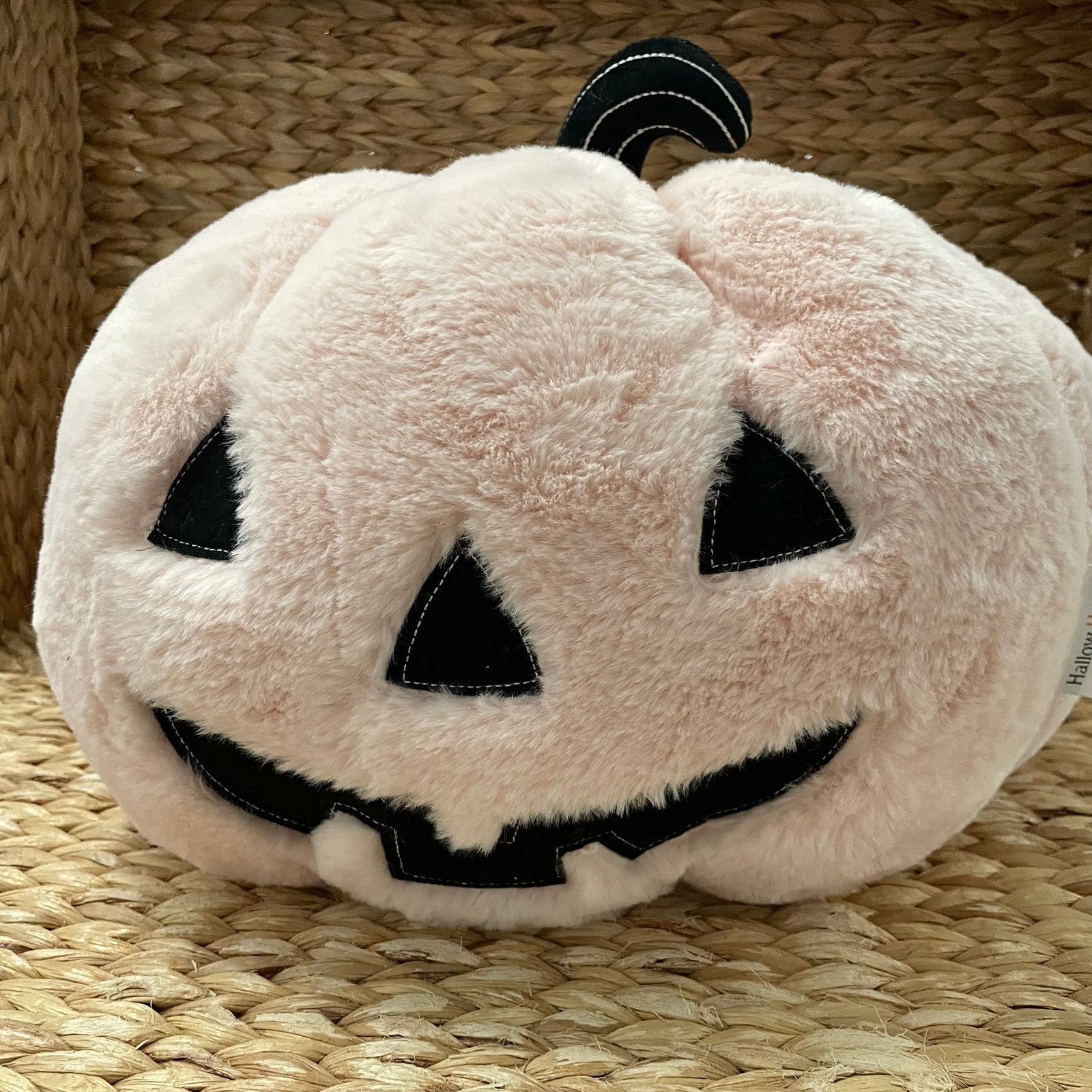 Hallow Home Pastel Pink Pumpkin Plush Halloween Pillow
