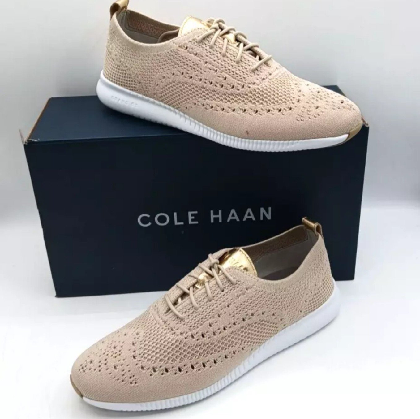 Cole Haan 2.ZEROGRAND Stitchlite Oxfords Rye Knit/Optic White US Women's Size 8
