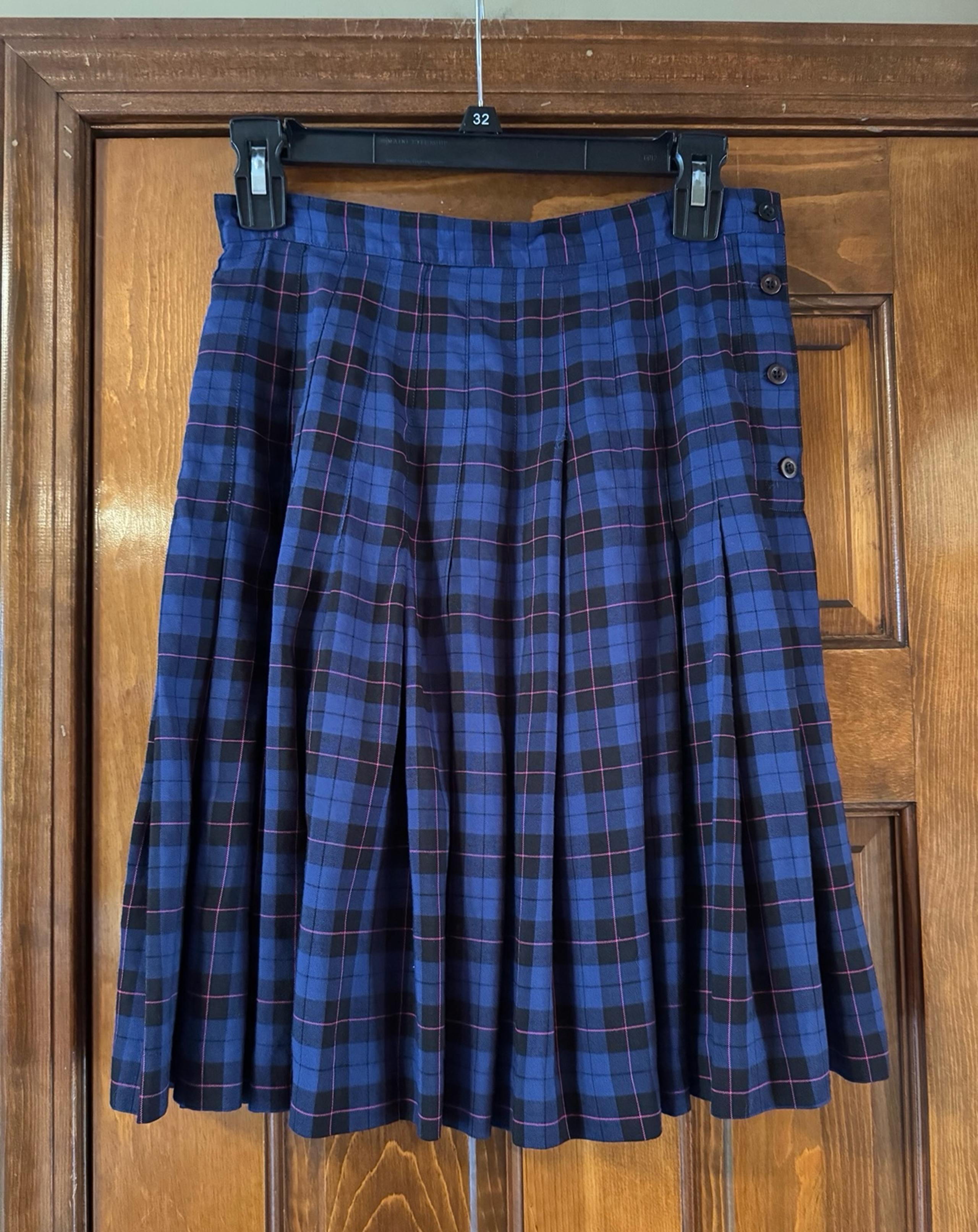 Vintage 90's GAP - Blue Pink Black Scottish Tartan Plaid Pleated Skirt - S