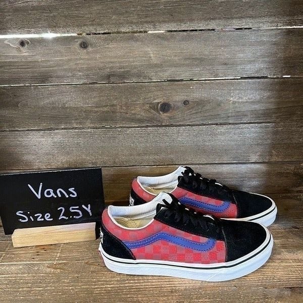 Kids Childrens Vans Old Skool Multi Check Skateboard Sneakers Shoes Size 2.5 Y