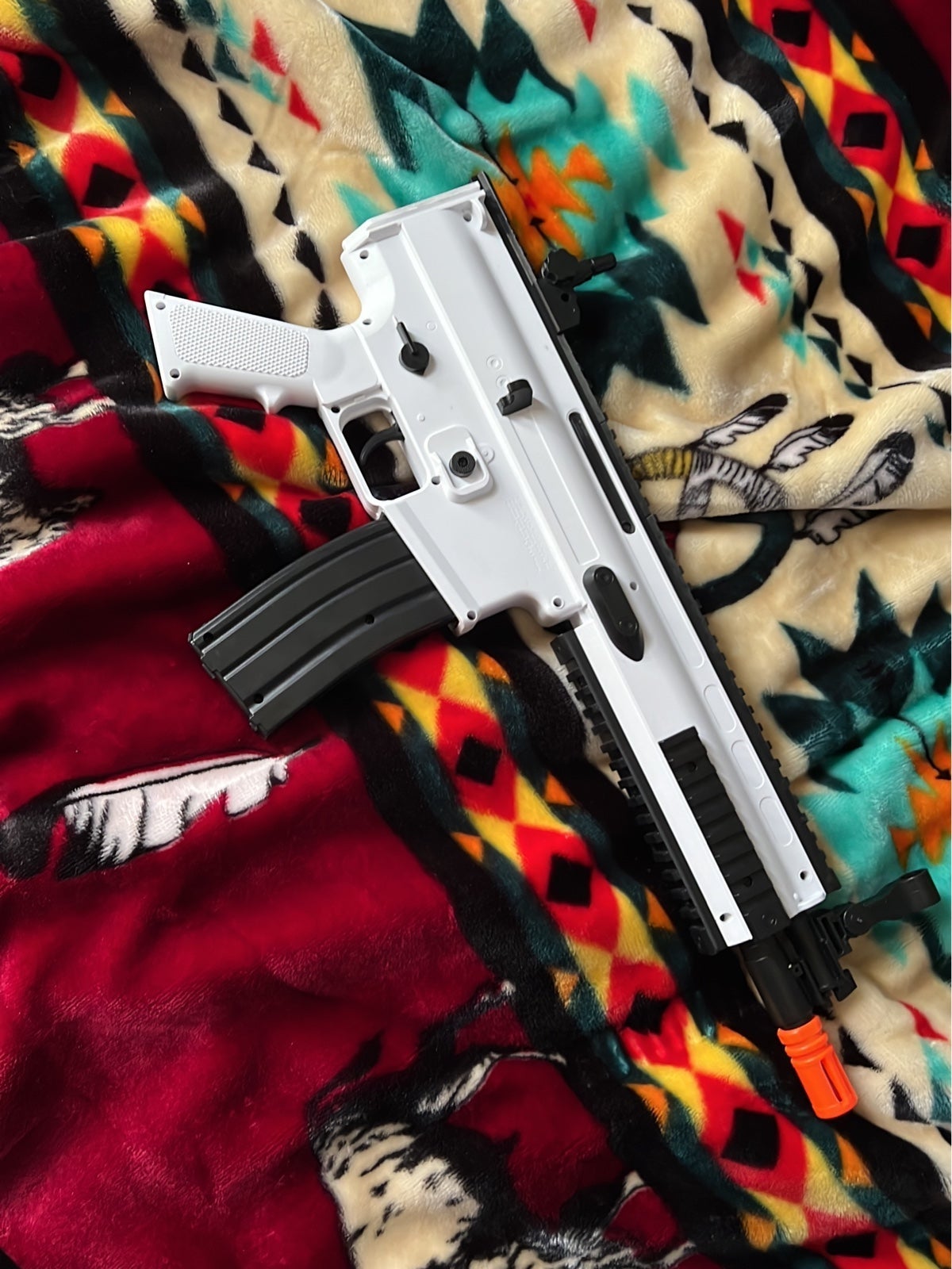 1# Toy Gun plastic white and black orange tip be by