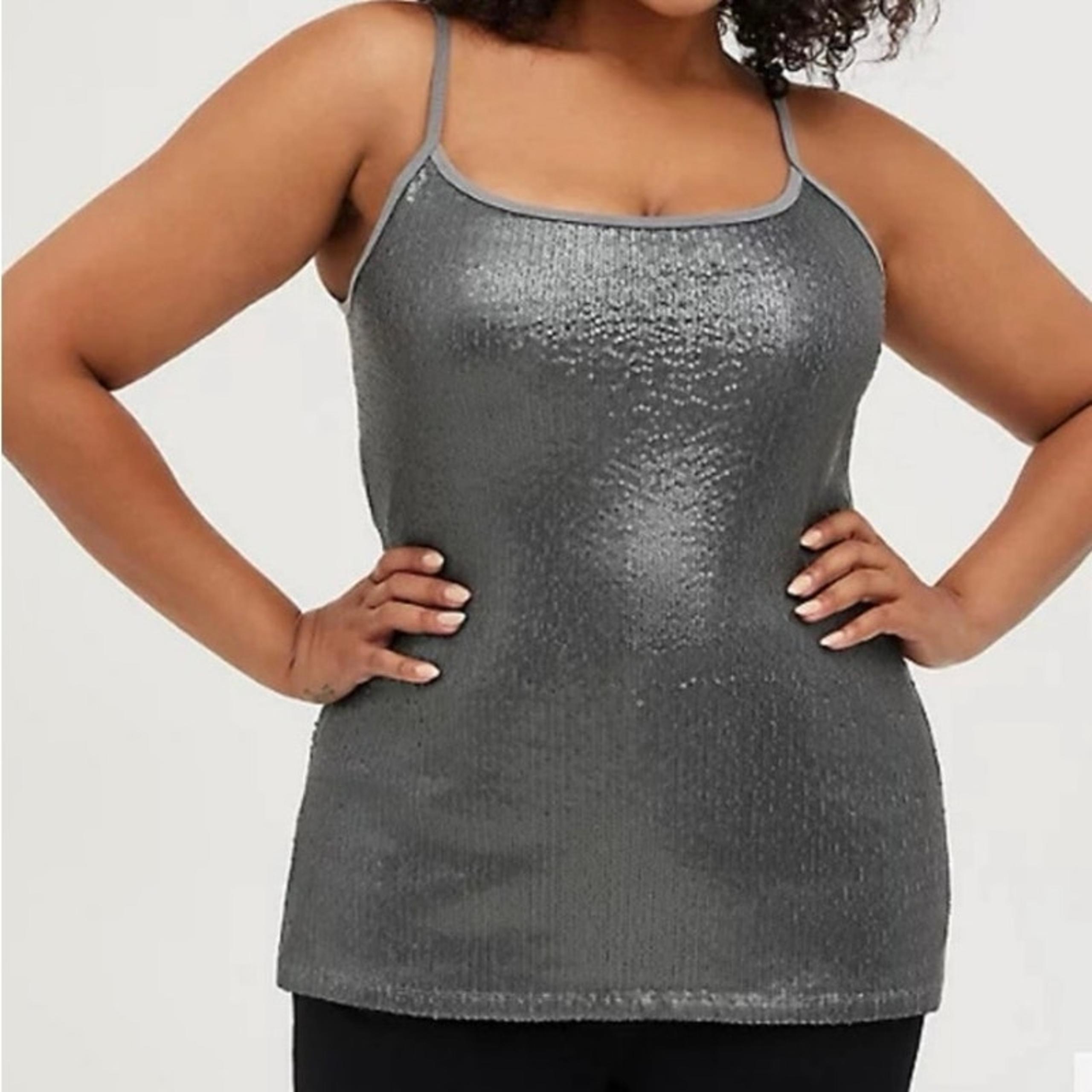 NWT Torrid Silver Sequin Foxy Camisole Women's 2X