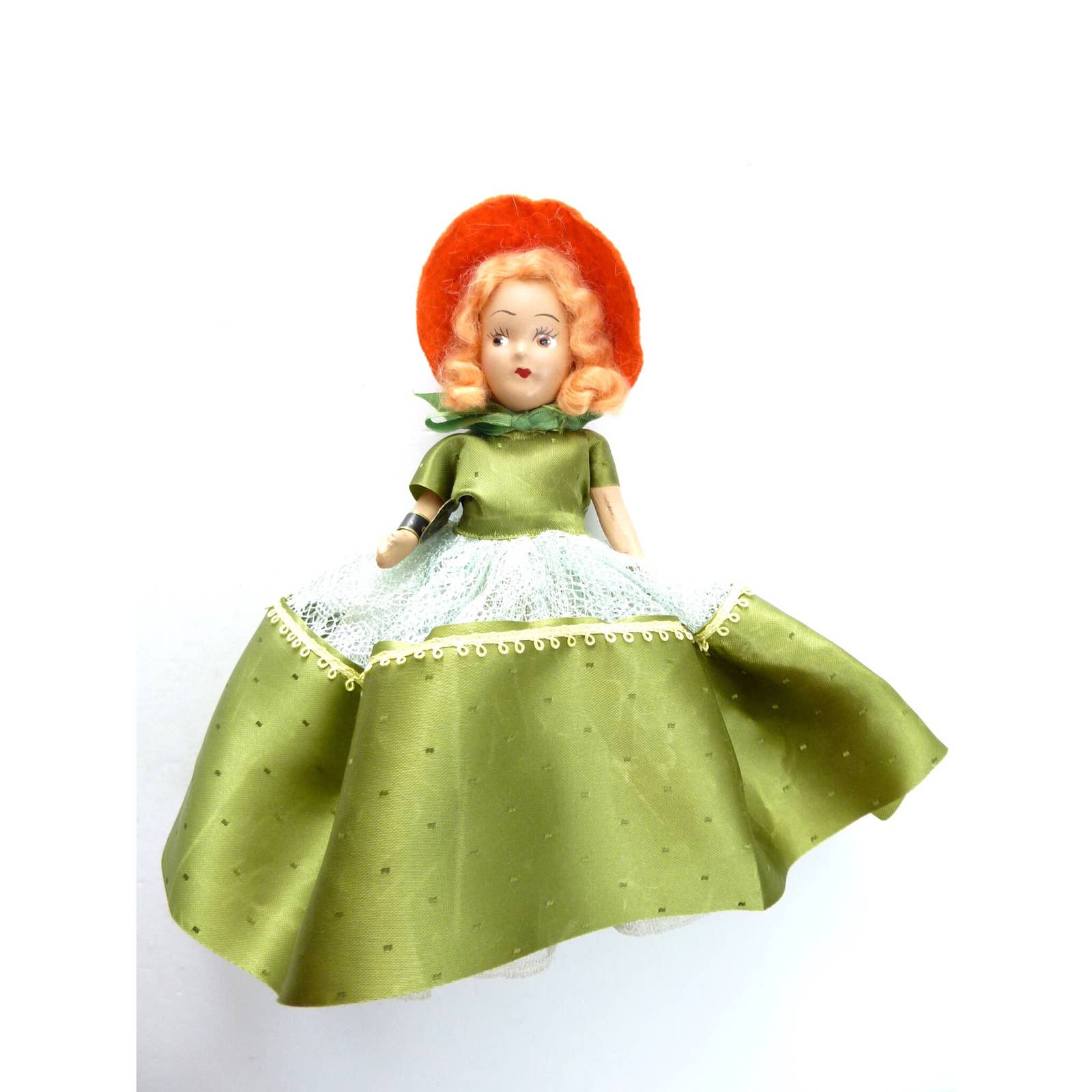 Vintage Composition Princess Anna Doll Orange Hair Green Dress