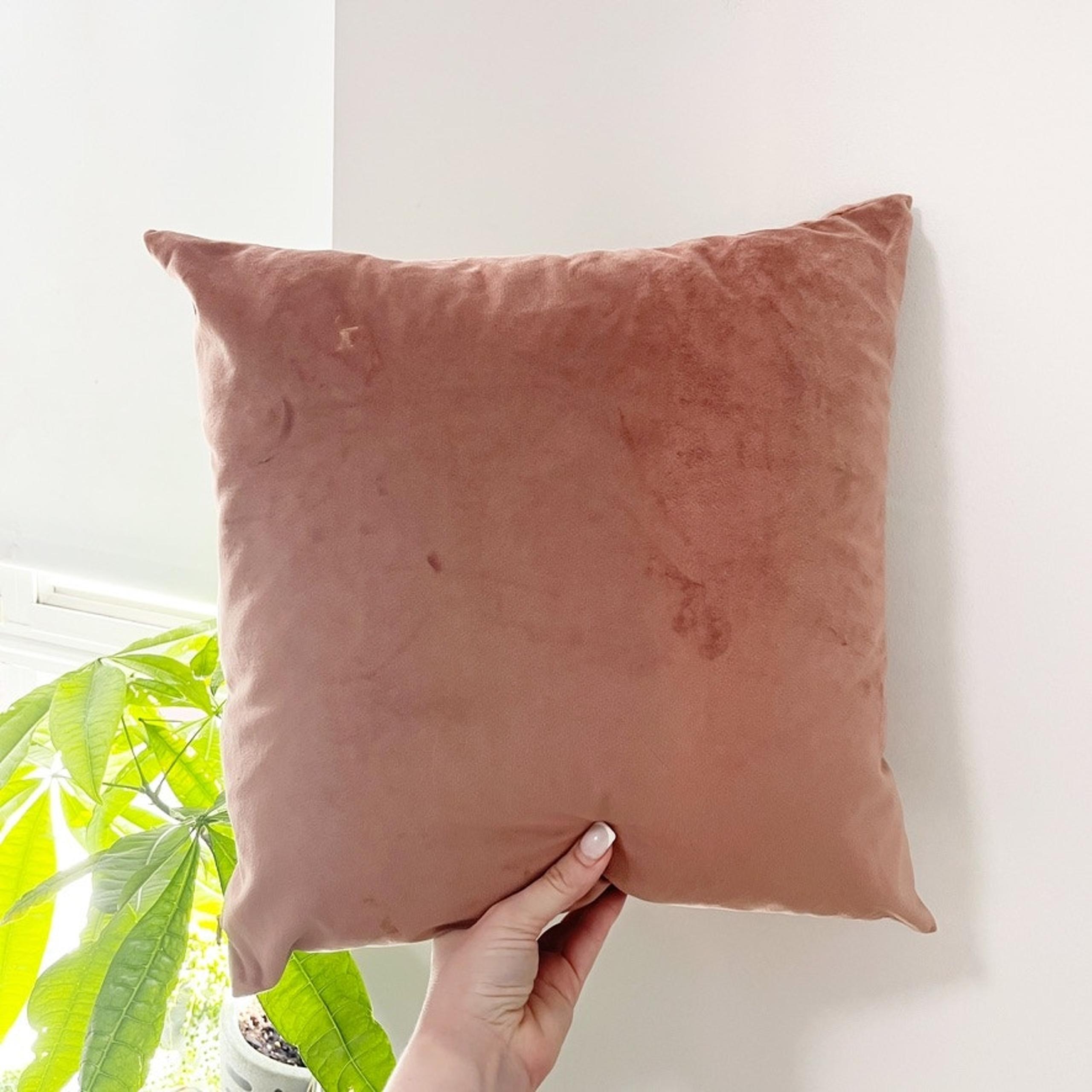 Rose Colored Crushed Velvet Throw Pillow