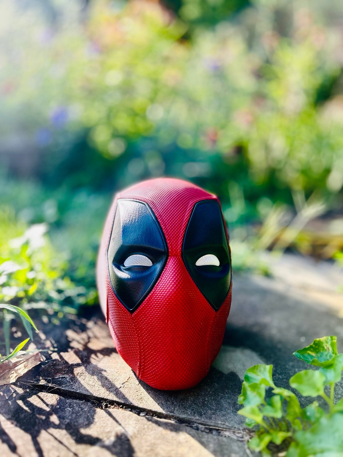 Deadpool from Deadpool and Wolverine mask sprayed with auto body paint