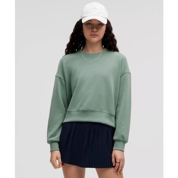 Lululemon Softstreme Perfectly Oversized Crop Crew Tidewater Teal Size 12 W3EZLS