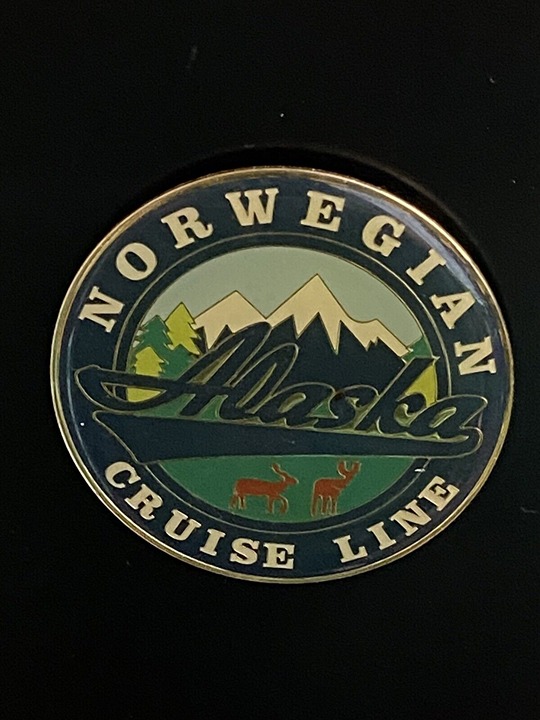Alaska Norwegian Cruise Cloisonné Enameled Challenge Coin Magnet Vintage 2.25”
