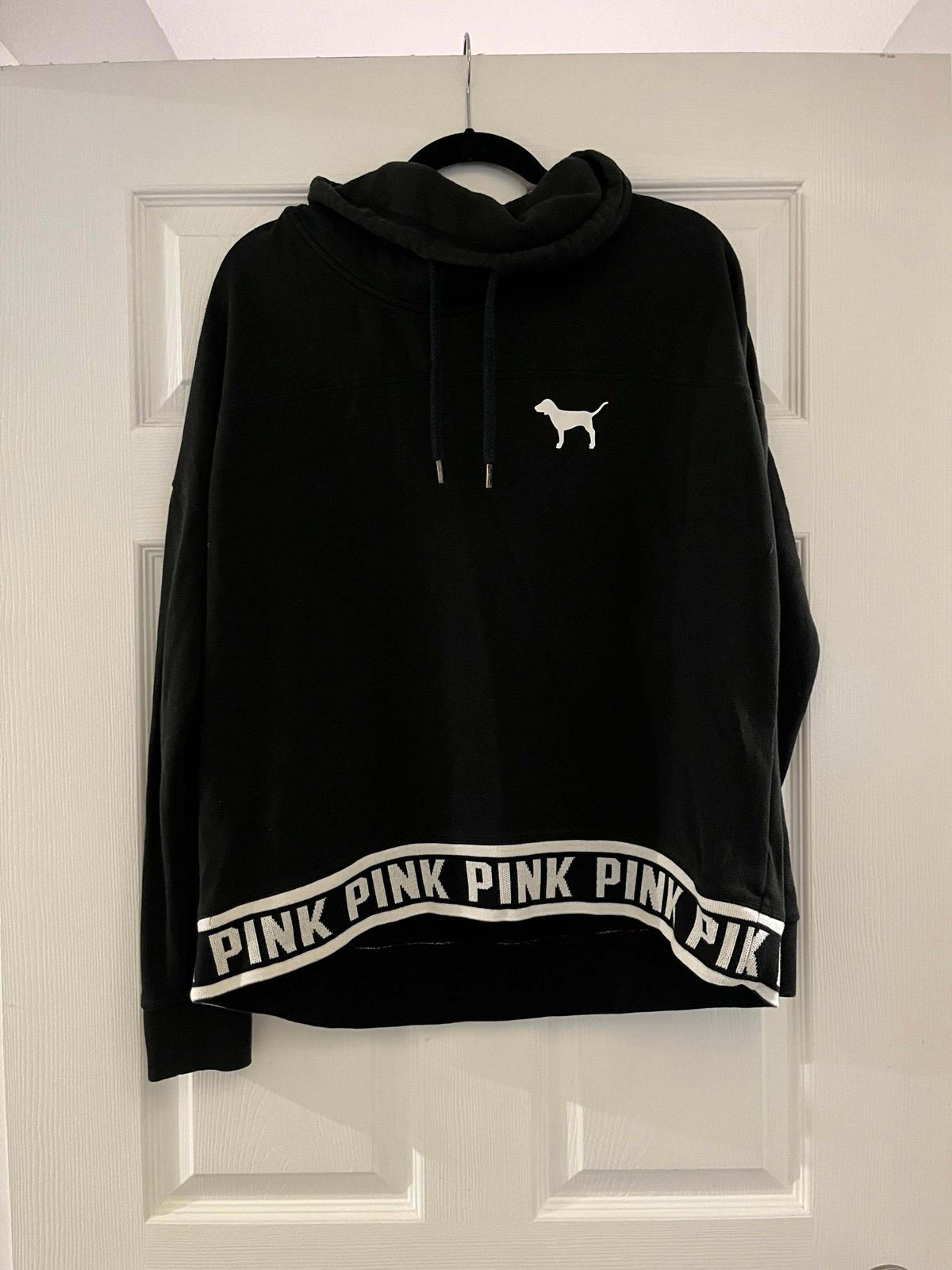PINK Large Cowl Neck Sweatshirt in Black
