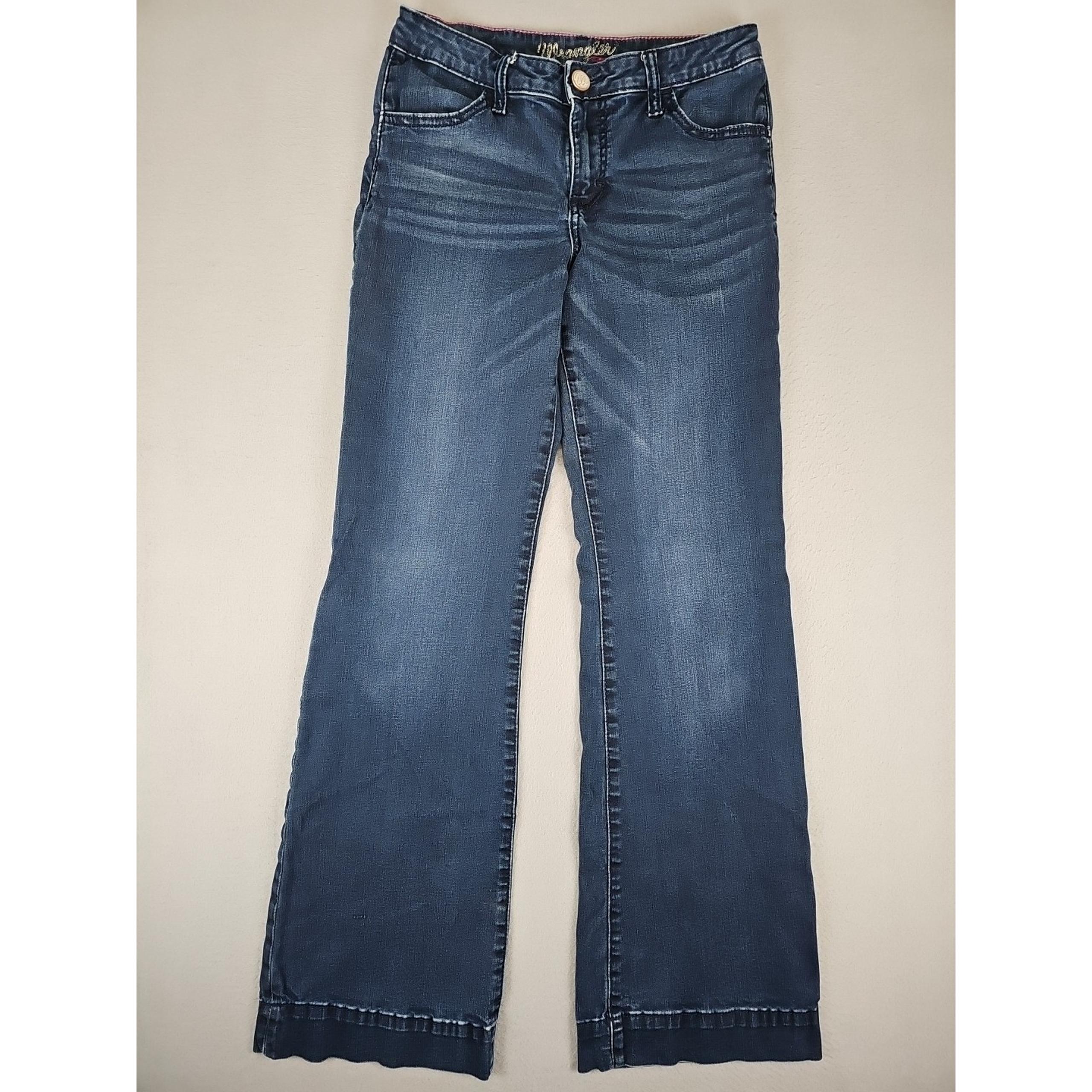 Wrangler Jeans Women's Size 3/4 28x32 Retro Mae Wide Leg Trouser Dark Wash Denim
