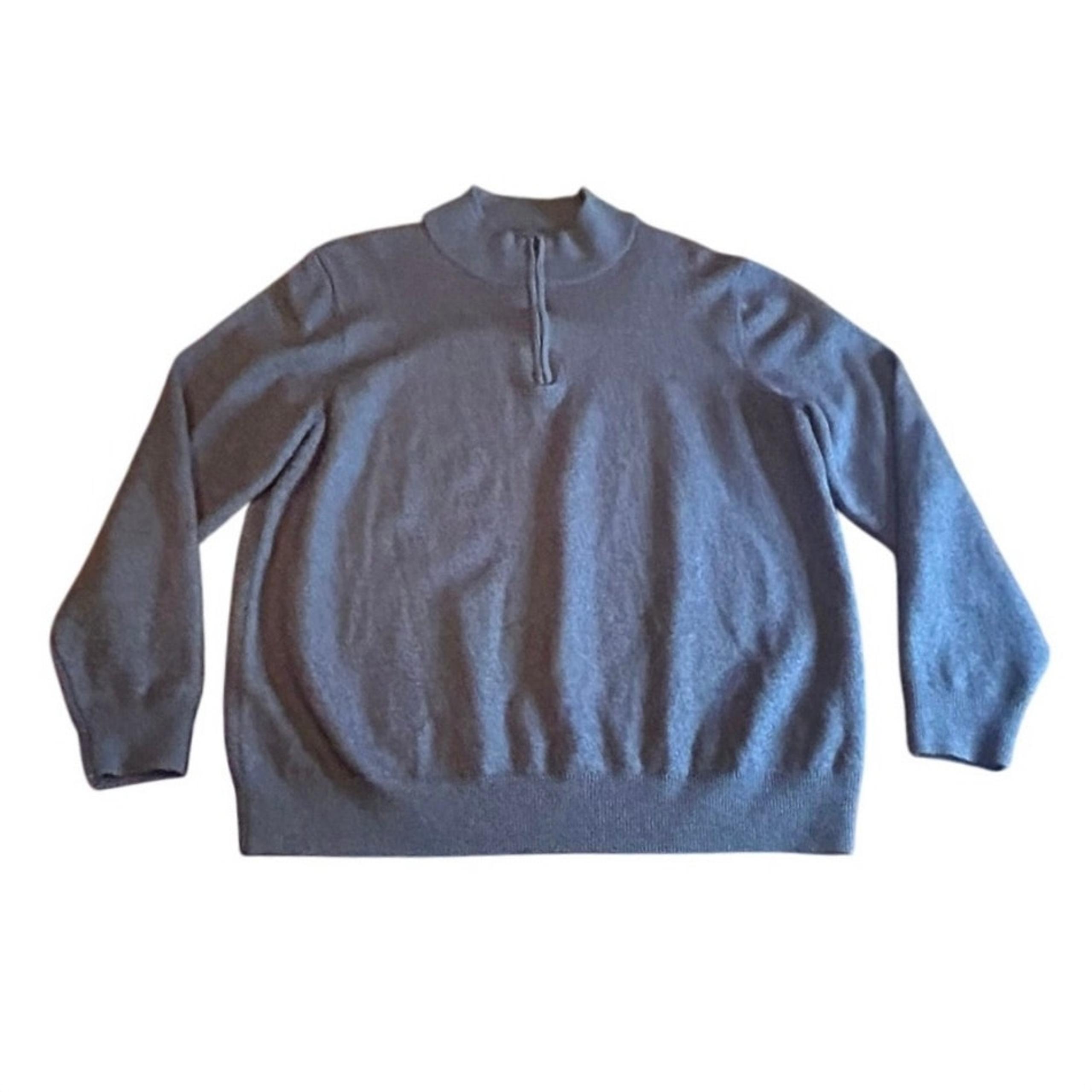 Alfani Merino Fine Wool Grey Long Sleeve Half Zipper Sweater Men's Size XXL