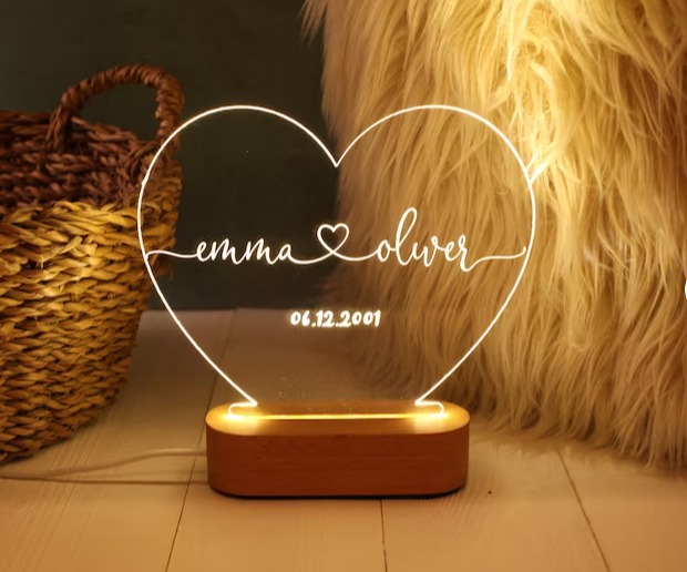 Custom Night Light as Valentines Day Gift - Anniversary gift - Romantic gift for