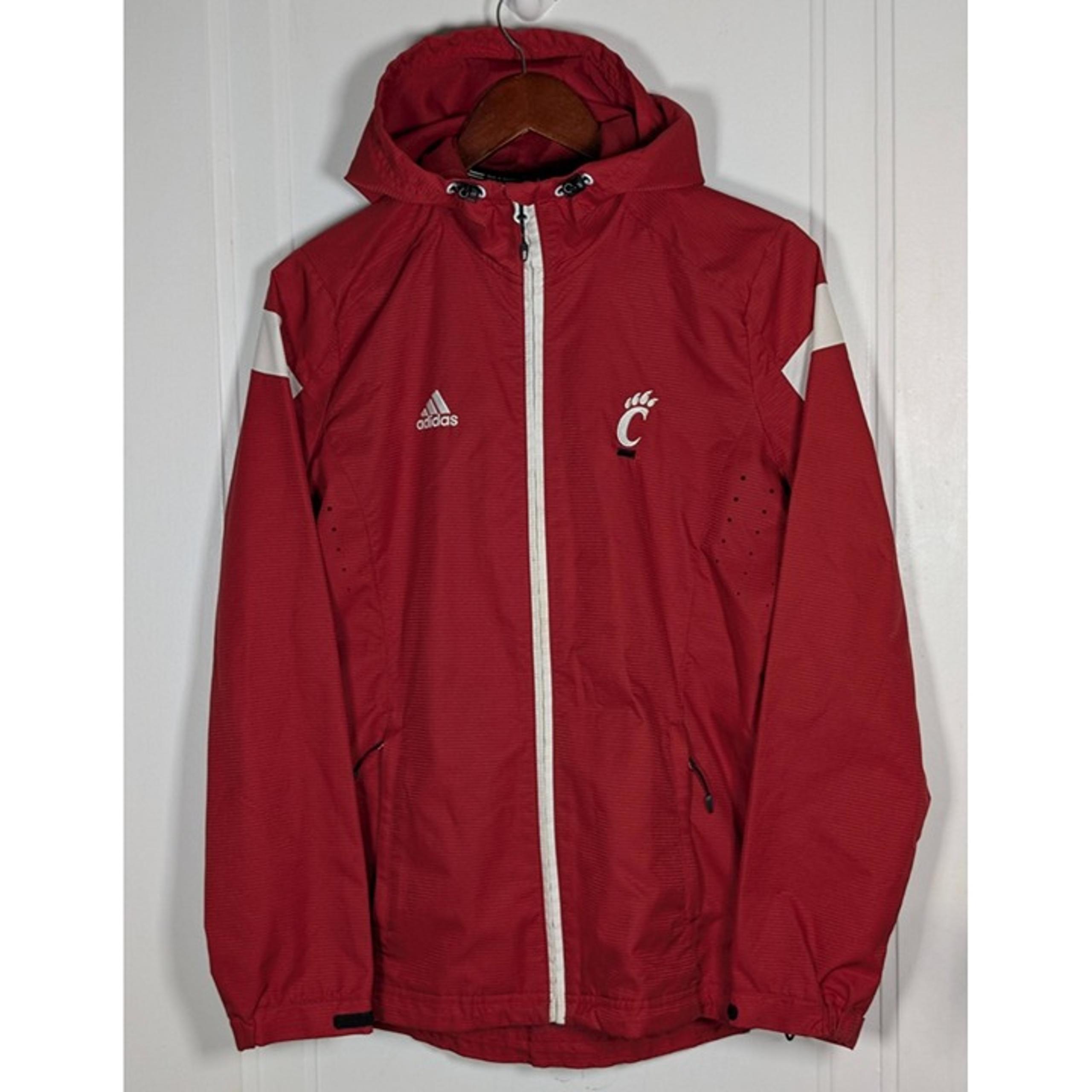 Cincinnati Bearcats Adidas Men’s Small Full Zip Jacket Red Hooded Windbreaker