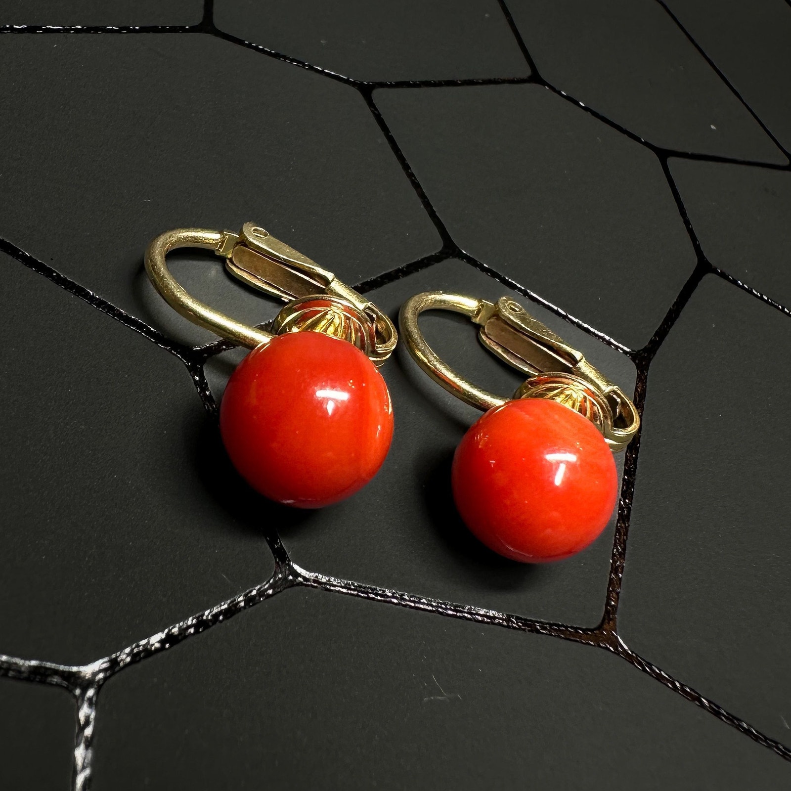 Vintage 14k Gold Filled Coral Bead Clip-On Earrings