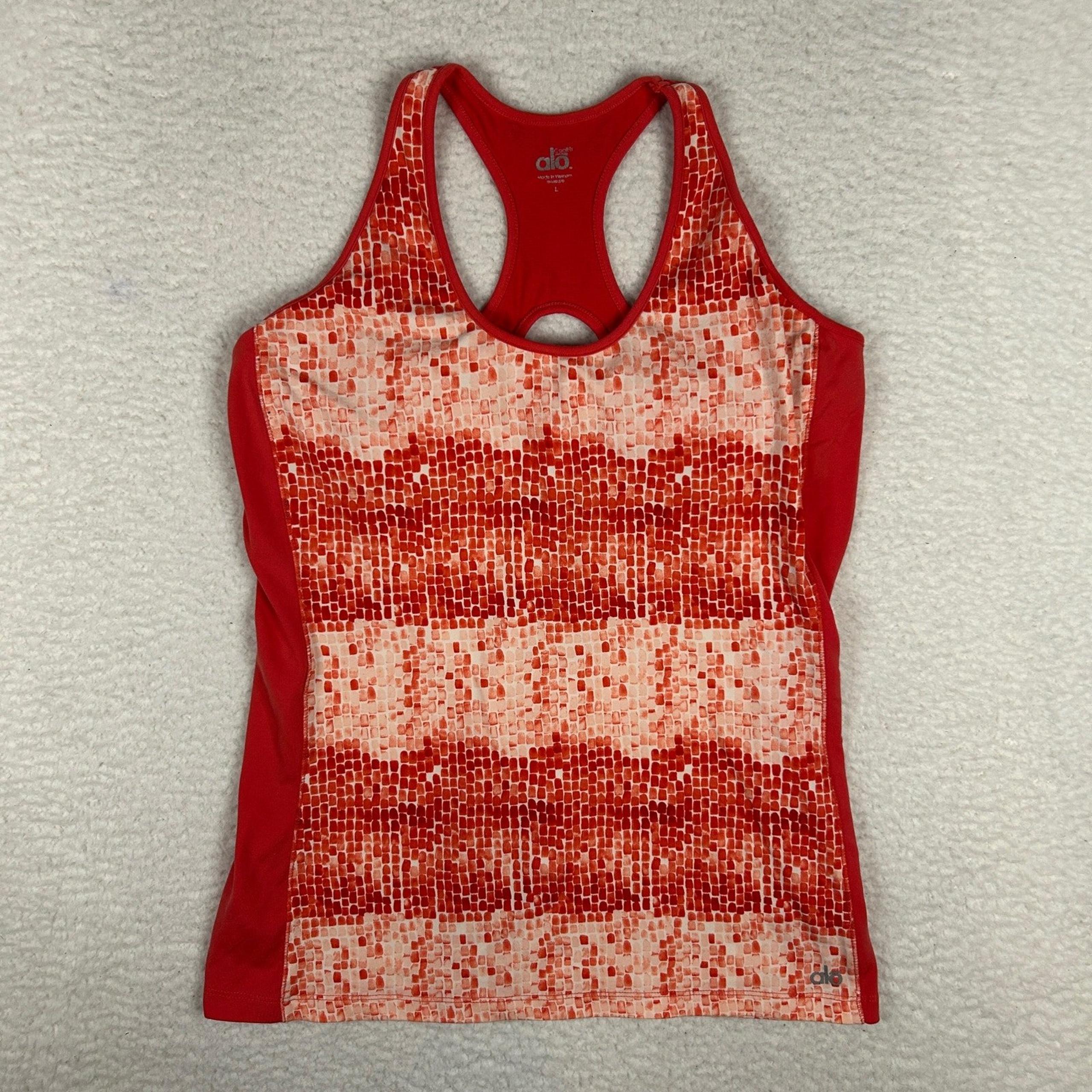ALO Yoga Womens Size L Shelf Bra Athletic Racerback Tank Top Gym Coolfit Coral