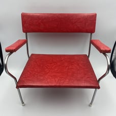 Vintage 1950s Retro Red Vinyl Child's Booster or Doll Chair Metal Frame