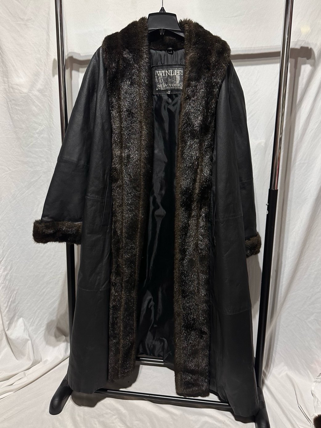 Vintage Winlit New York Special Edition Real Leather Faux Fur Trench Coat