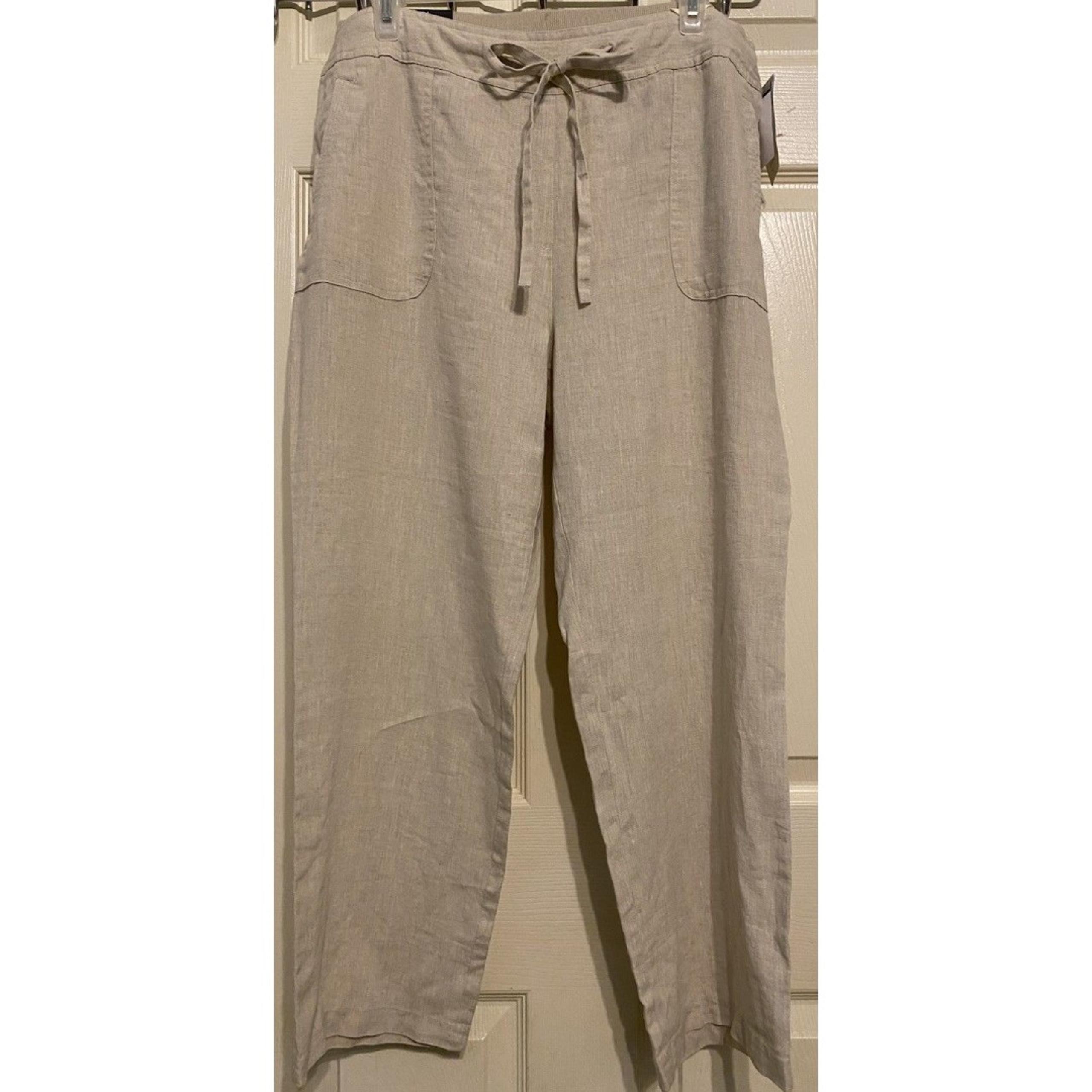 New Charter Club Classic Fit Linen Pull On Drawstring Capri Pants Women’s 12