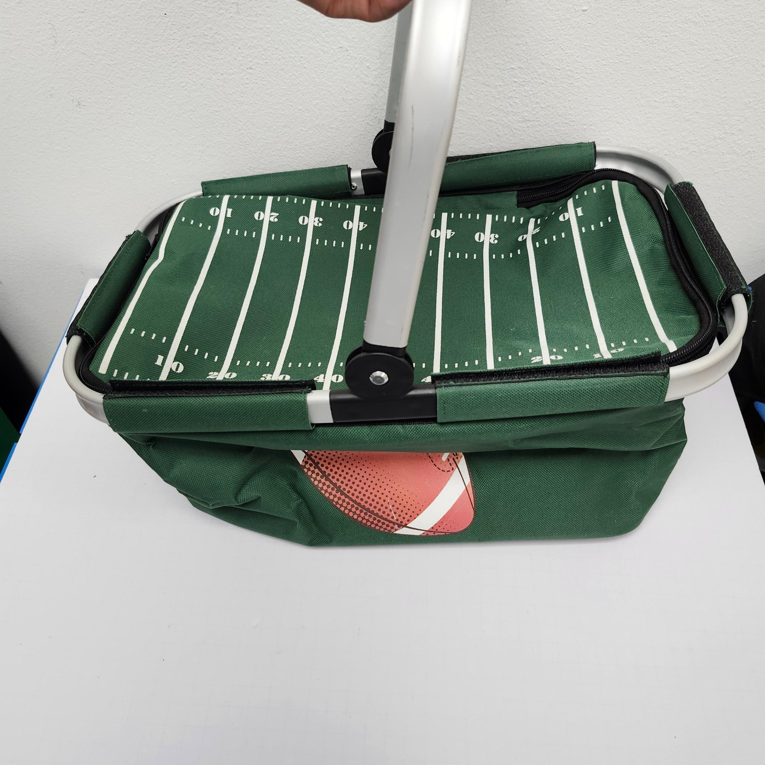 Football Field Insulated Picnic Basket Collapsible Cooler Lunch Food Carrier