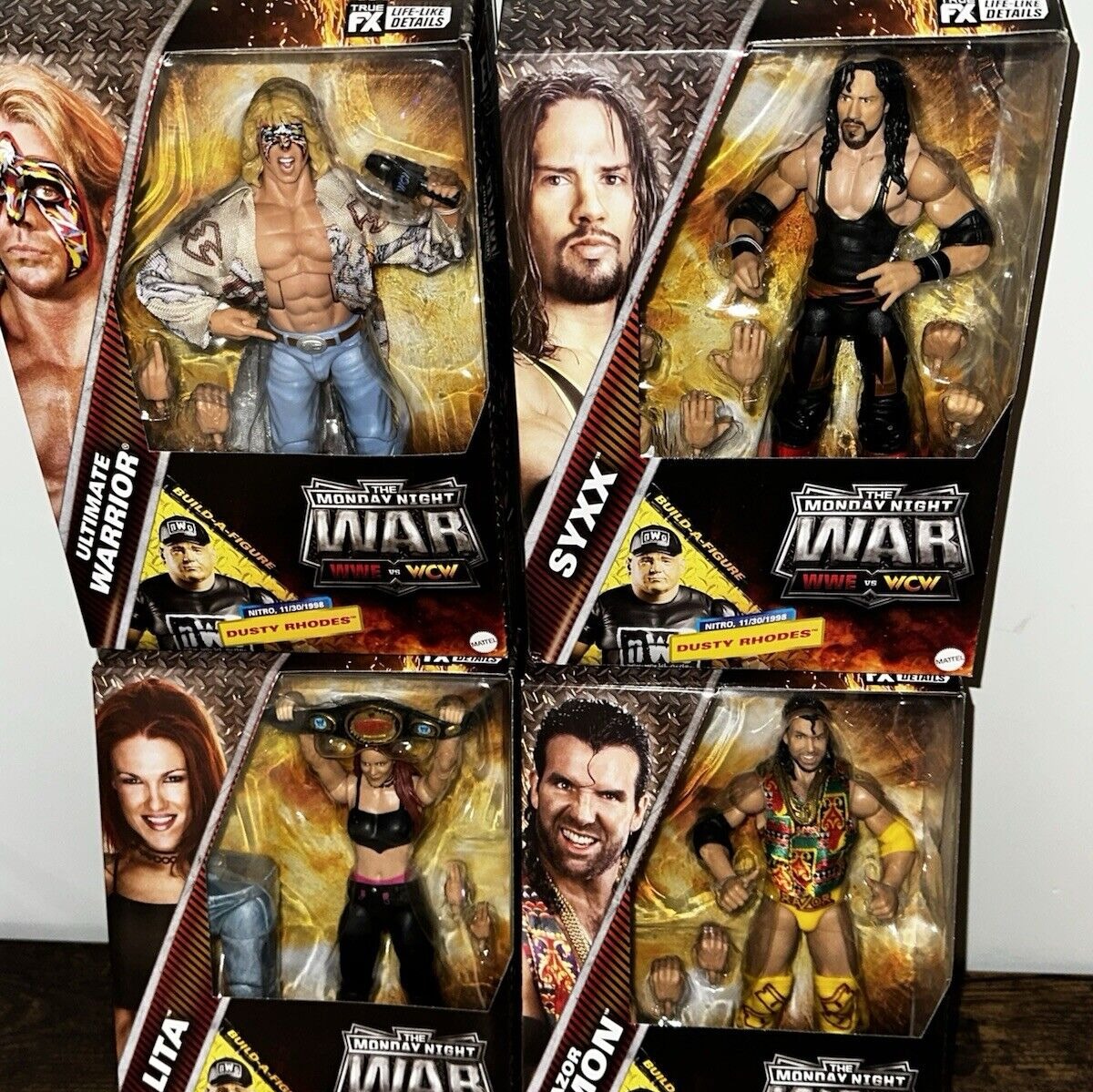 WWE Elite Monday Night Wars Complete Set of 4, (Series 5) w/ Dusty Rhodes BAF