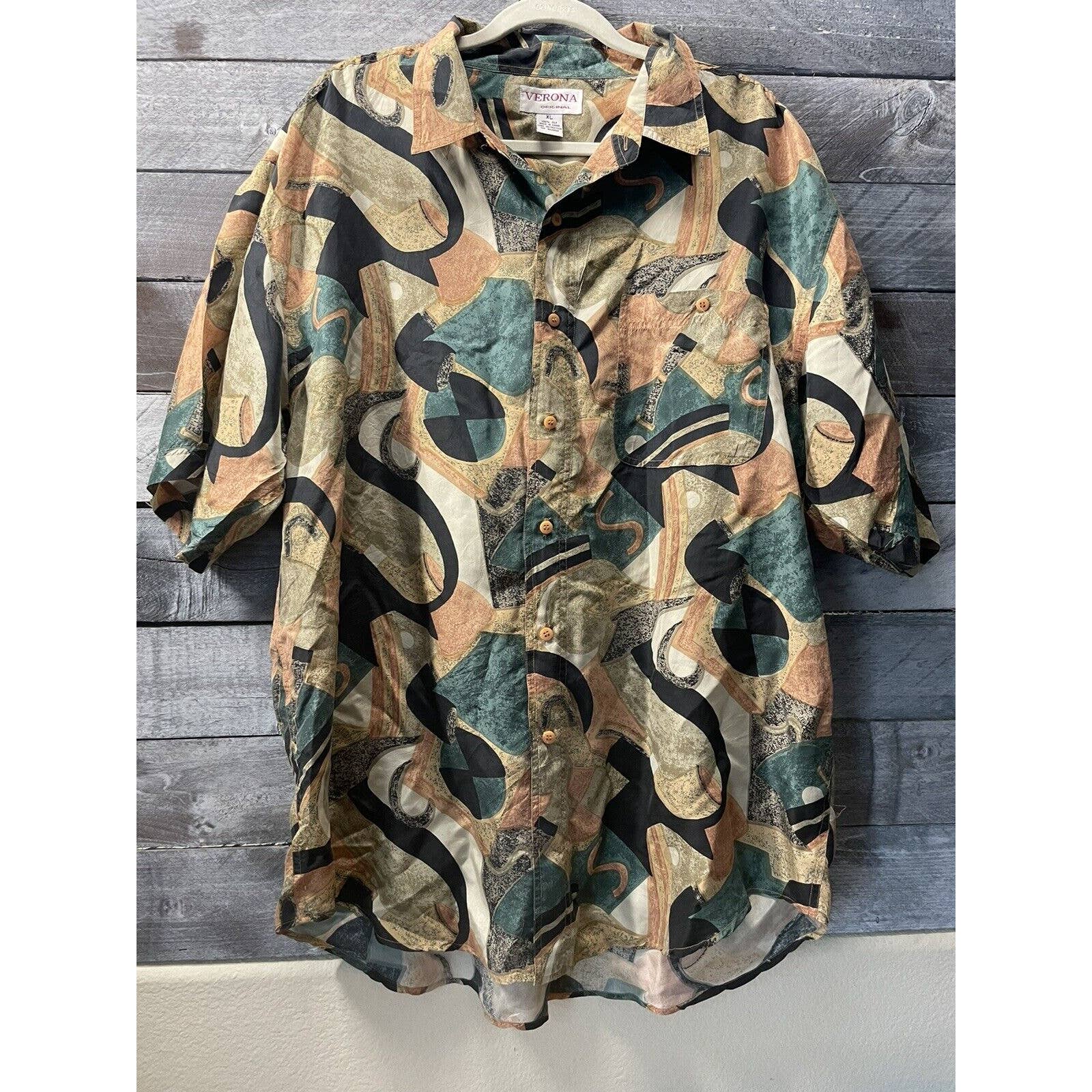 Vintage 80-90s VERONA Men’s Shirt 100% SILK Size XL