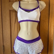 THE LINE UP PRO CHEER DANCE NFL NBA NHL Purple White Audition Costume Small