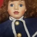 Porcelain Ice Skater doll, in Blue Crushed Velvet Dress - with Skates, 22 tall