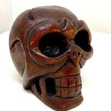 Vintage Hand Carved Wooden Japanese Folk Art Netsuke Ornamental Skull