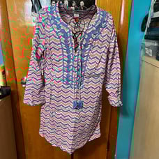 Vineyard vines cotton cover up beach dress whales tails chevron pink blue large