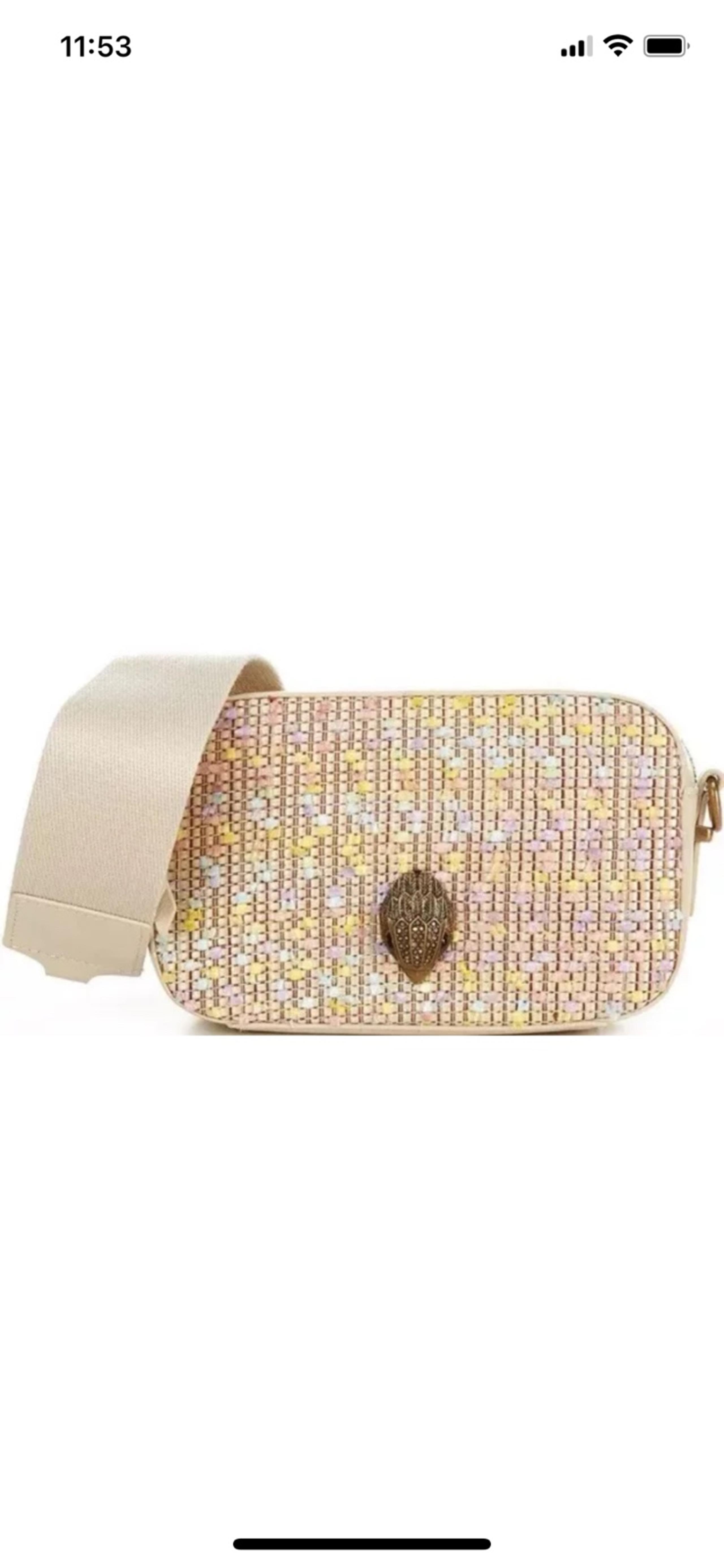 Kurt Geiger London, the Raffia Small Camera Crossbody Bag features:  Fabric