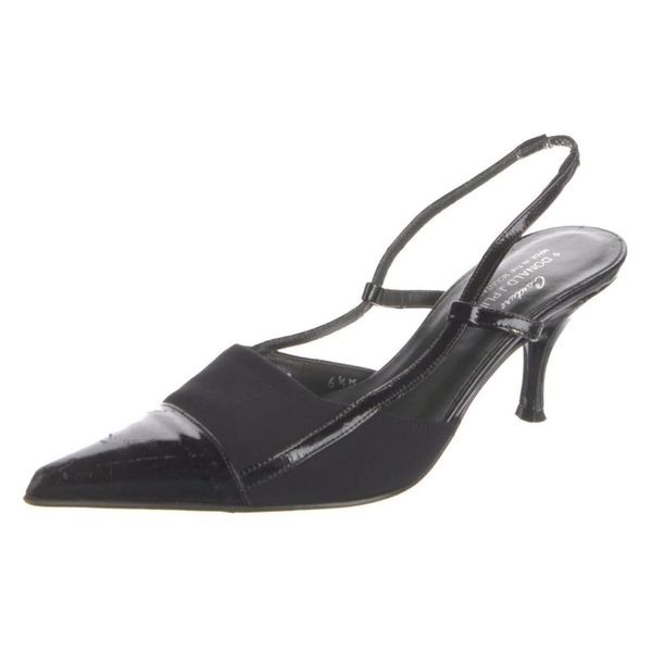 Donald J. Pliner Couture Black Slingback Leather Cap Toe Heel | size 7.5