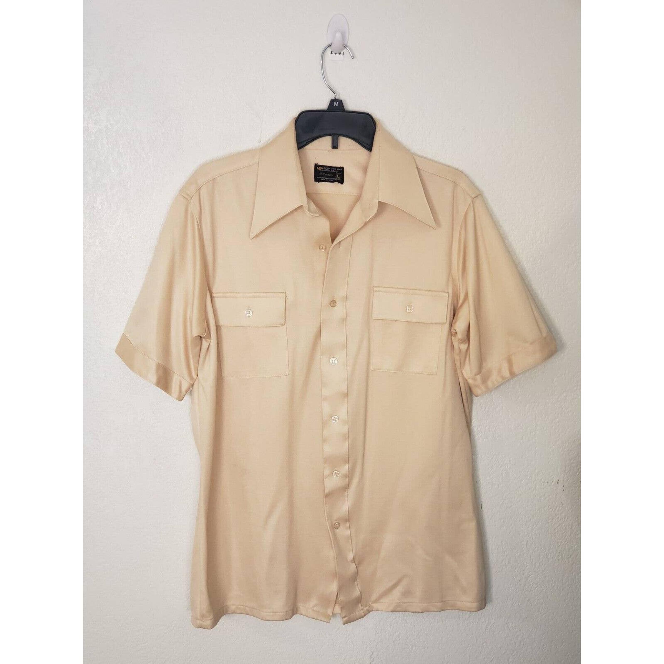 Vintage MW JCPennny Short Sleeve Button Down Pocket Shirt Mens Large 16-16.5 70s