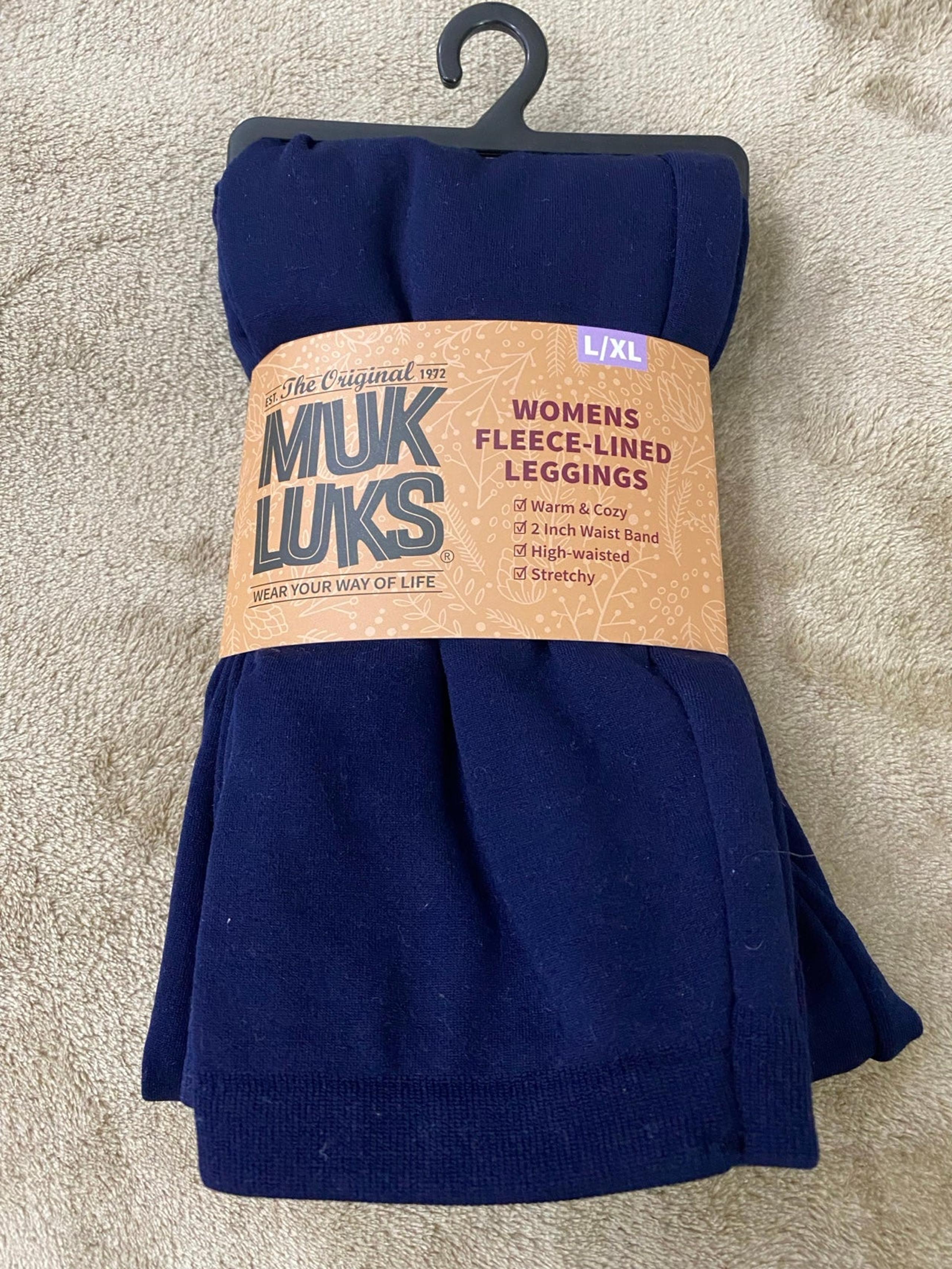 Muk Luks  LUK*EES  Women Navy Blue Fleece-Lined Warm & Cozy Leggings Size L - XL