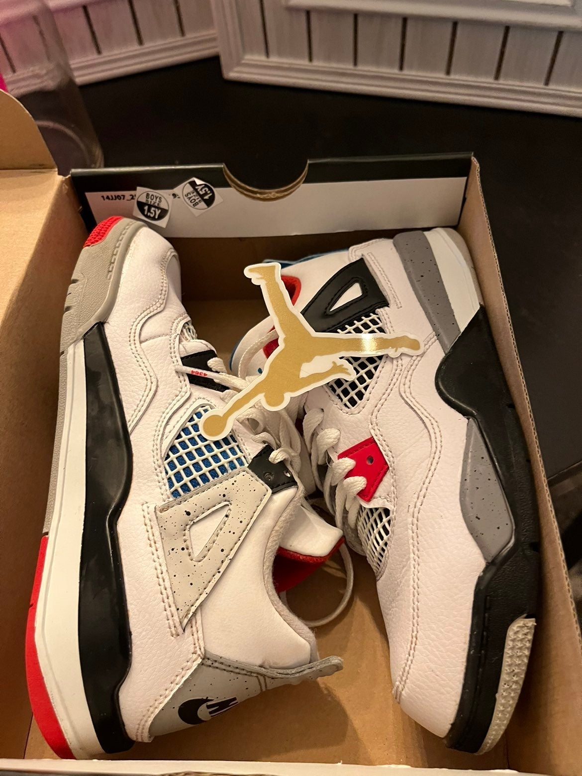 Boys Air Jordan 4 Retro What The Size 1.5