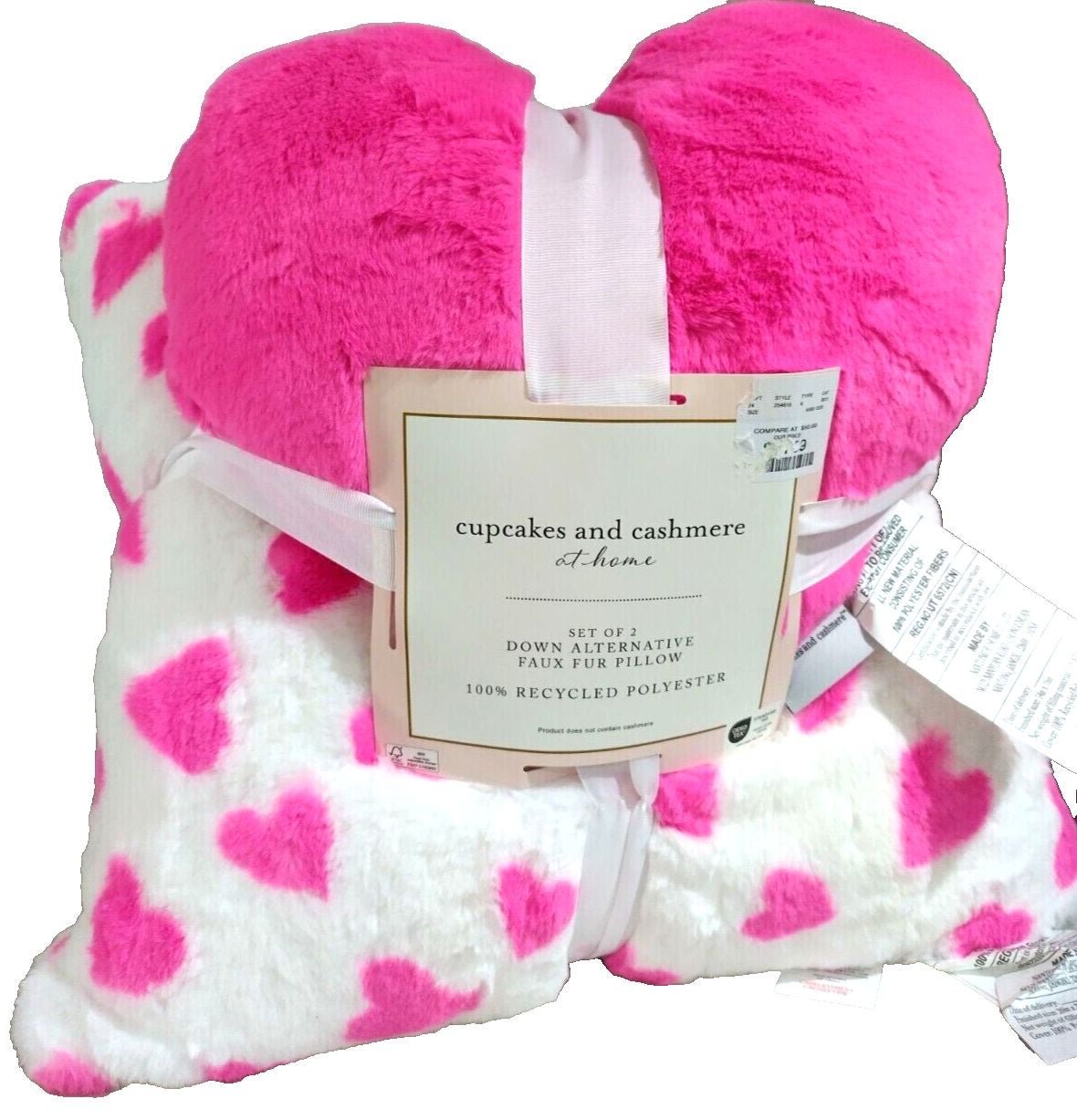 Set of two pink heart pillows