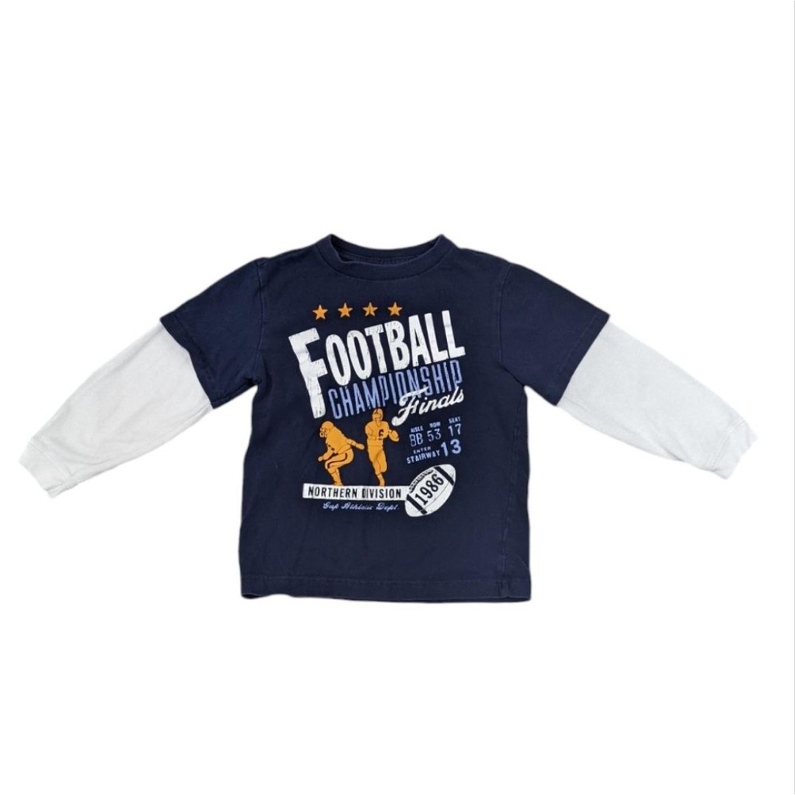 Gap kids navy blue football championship NFL long sleeve T-shirt boys size 4 5