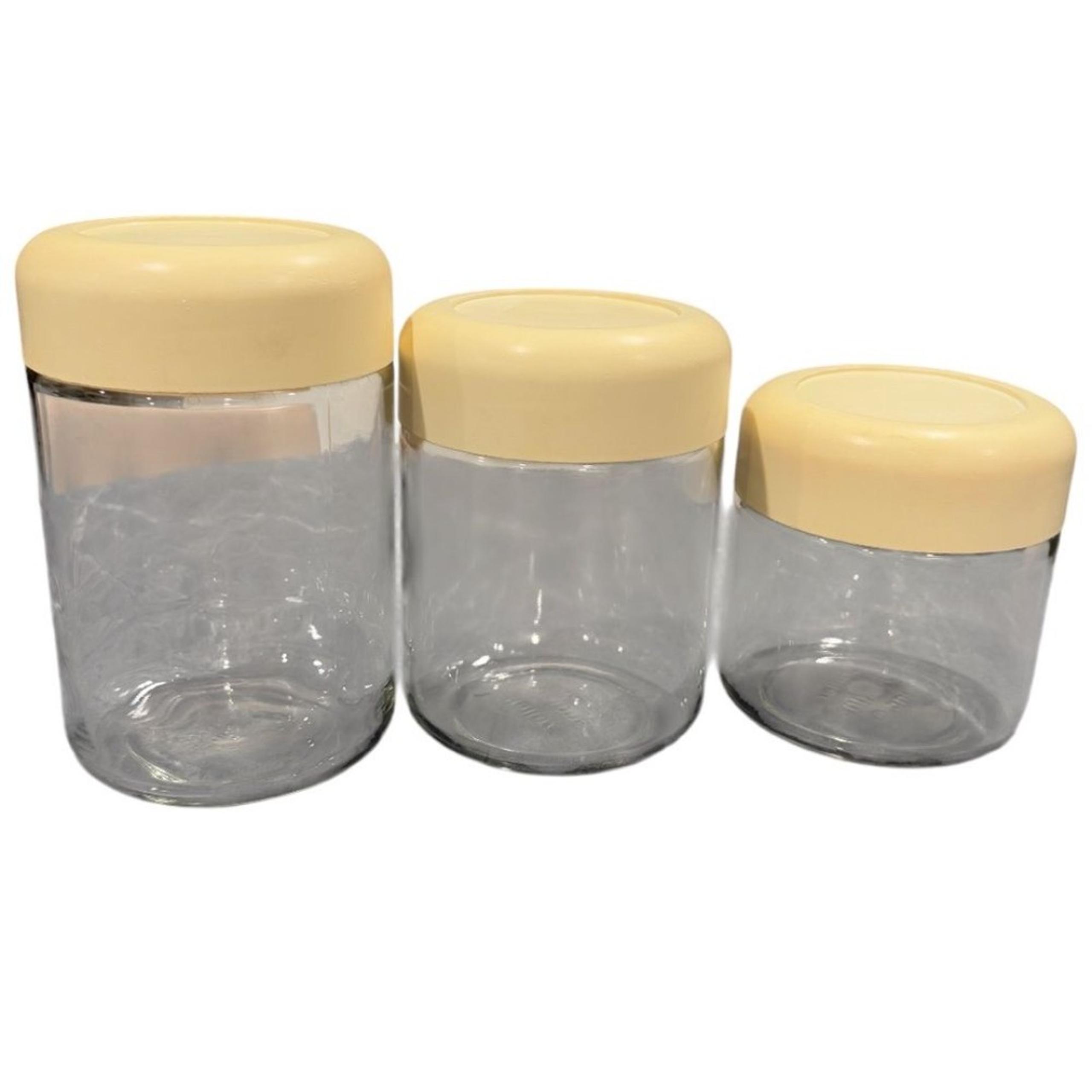 Heller Designs Massimo Vignelli vtg glass canisters mcm cream mid century LOT 3