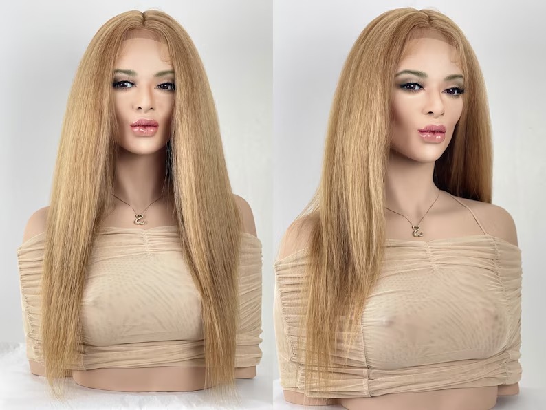 Sunkissed Blonde Hints of Honey Straight Wig 13x1 Wide Part Lace Front Wig