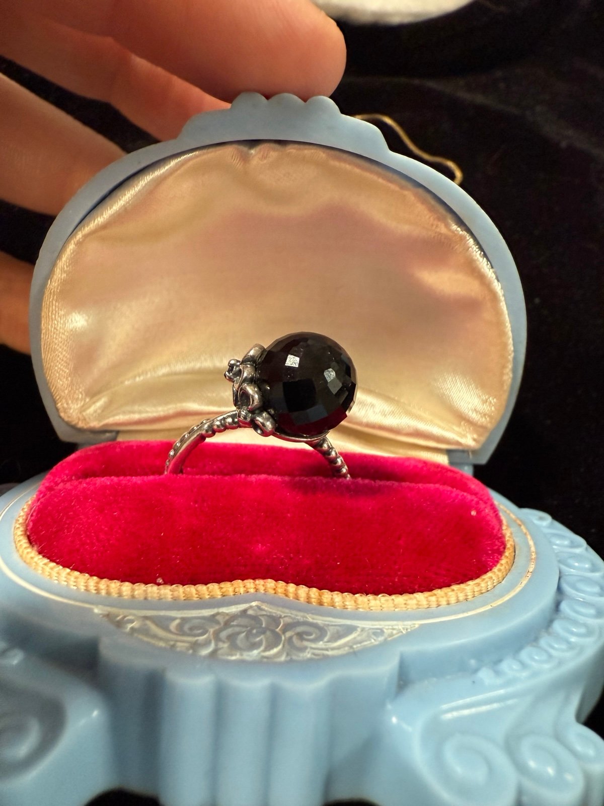 925 onyx Pandora sterling silver ring