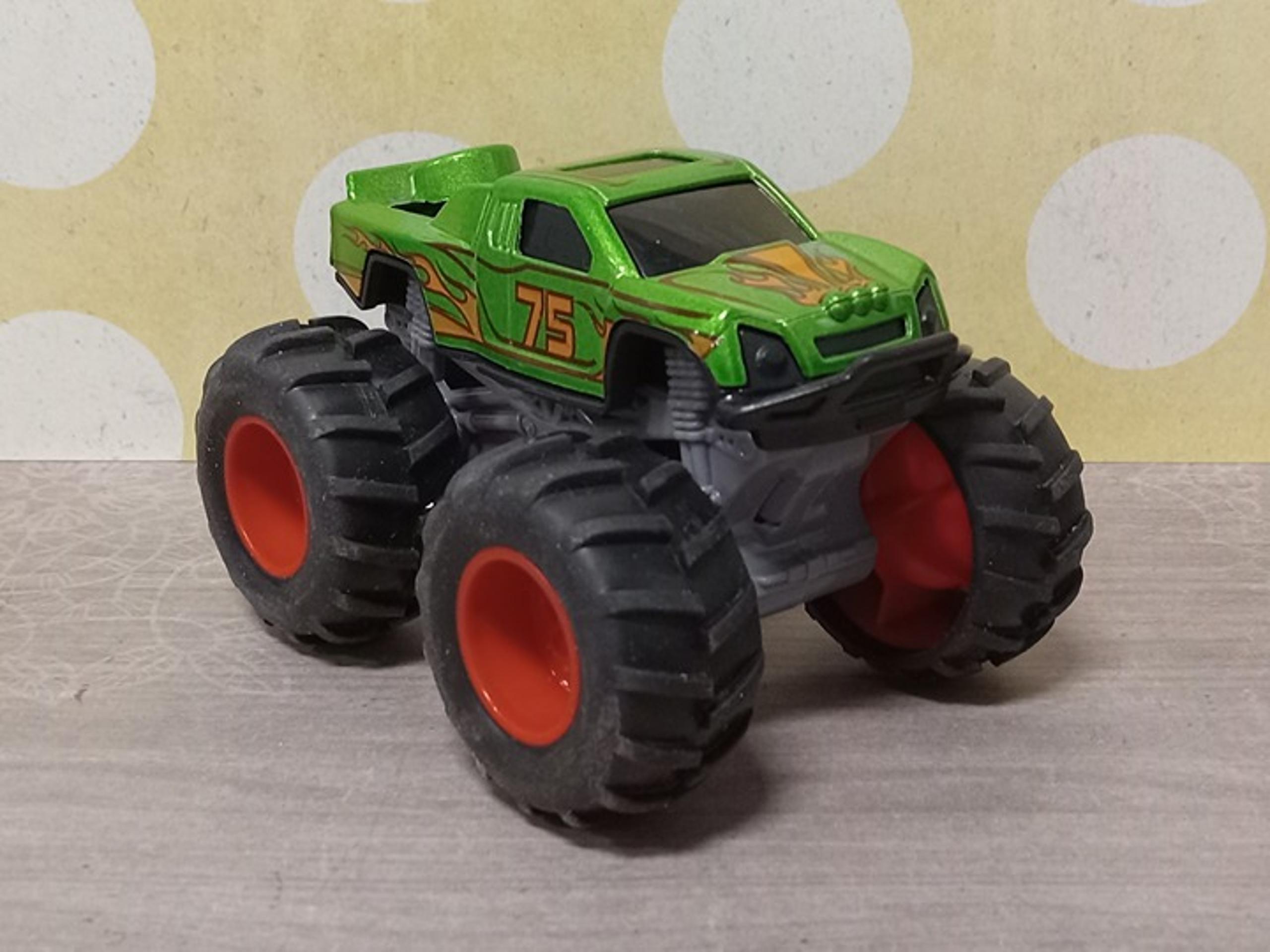 2024 Kid Galaxy 4" Hot Vehicle Big Wheel Monster Truck, Green Racing Truck #75