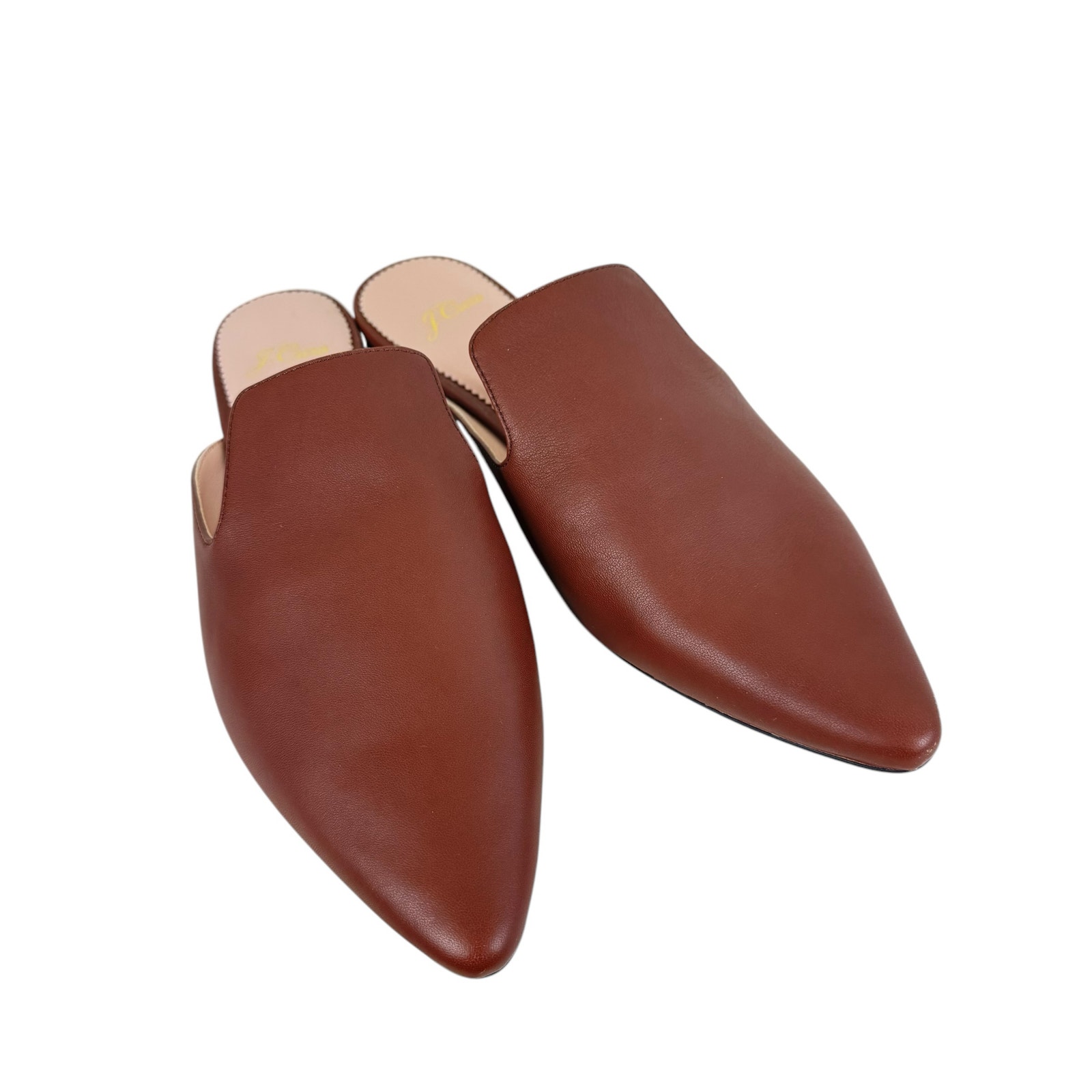 J. Crew NWOT Brown Leather Slip On Leather Pointed Toe Mules Style #AB095 Sz 8.5
