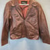 Wilsons Maxima Jacket Brown Leather Collared Button Pockets Lined Size L A32
