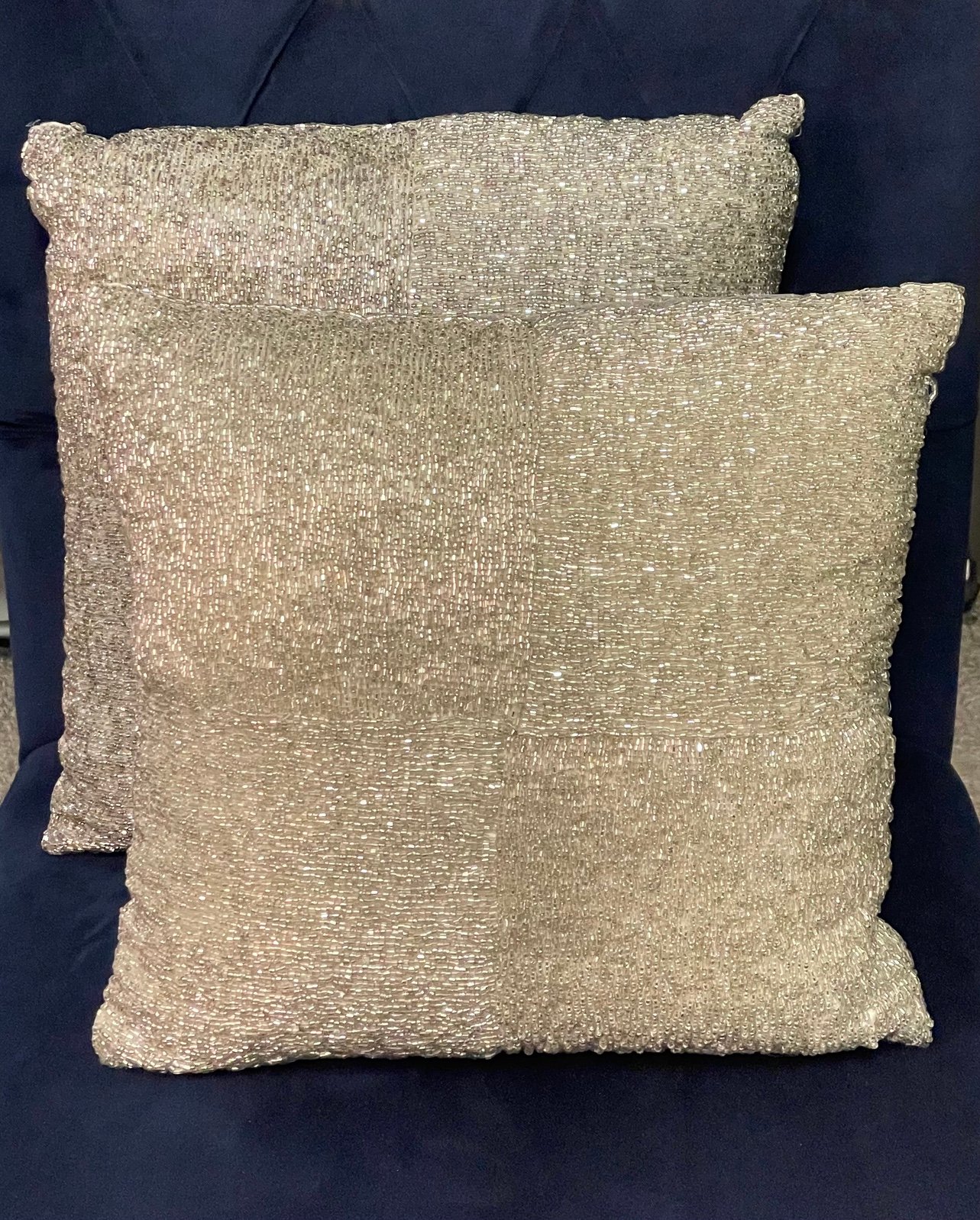 Pier 1 Silver Beaded Pillows