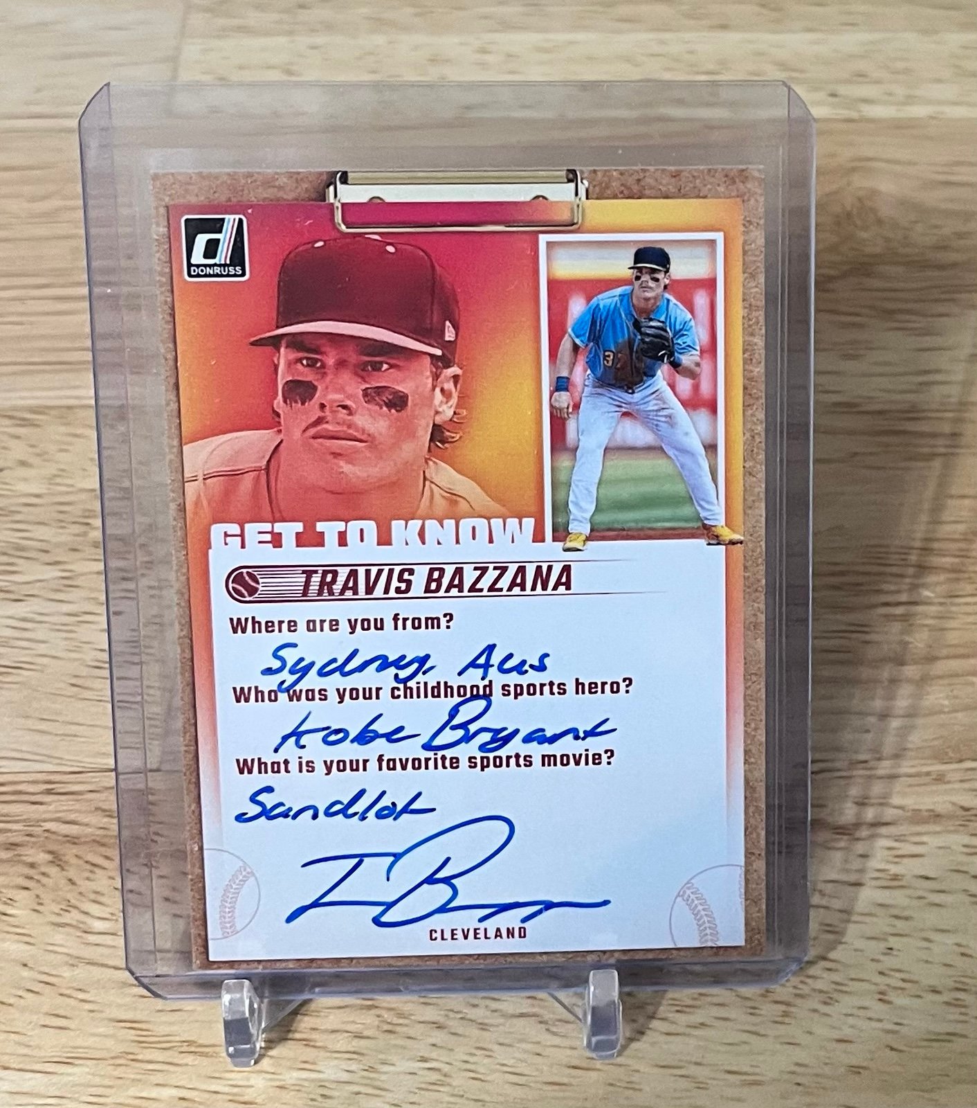 Travis Bazzana 2025 Panini Donruss “Get To know” Auto Cleveland Guardians