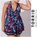Torrid Black Floral Wireless Mid Lace Trim Swim Dress Swimsuit 2X 18 20